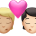 🧑🏼‍❤️‍💋‍🧑🏻 kiss: person, person, medium-light skin tone, light skin tone display on Apple